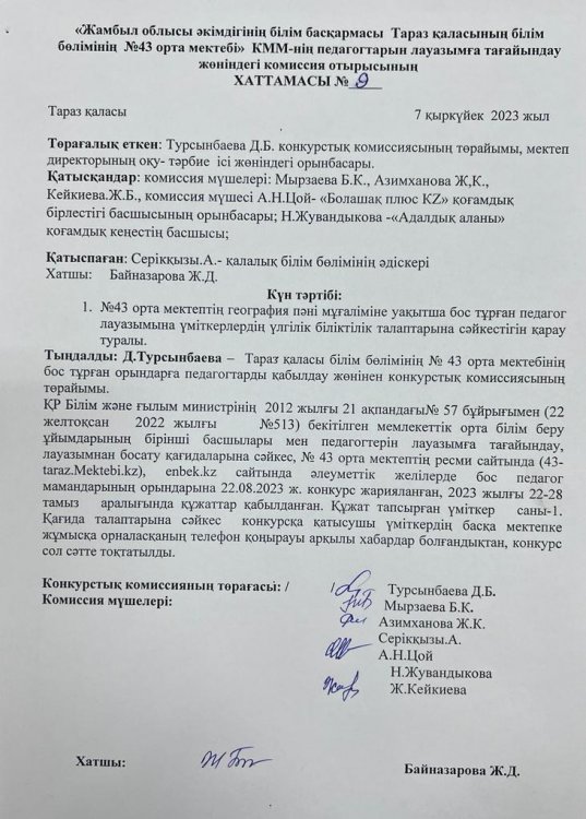 География пәні мұғалімі конкурсы қорытындысы