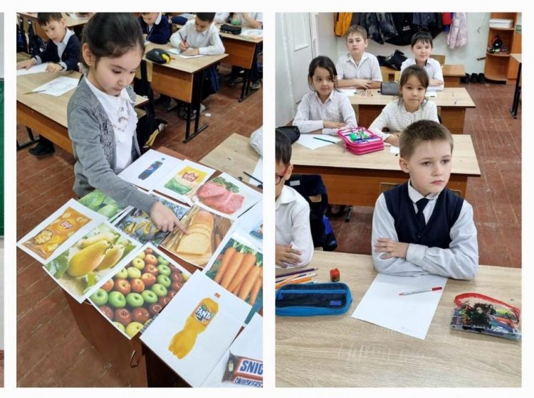 2025 жылдың 18 күні  февраль айында 2,3,5 сынып оқушыларына мектеп медбикесі А.Аман әлеуметтік педагог Ж. Байназарова «Тиімді тамақтану жолдары» тақырыбында бейн